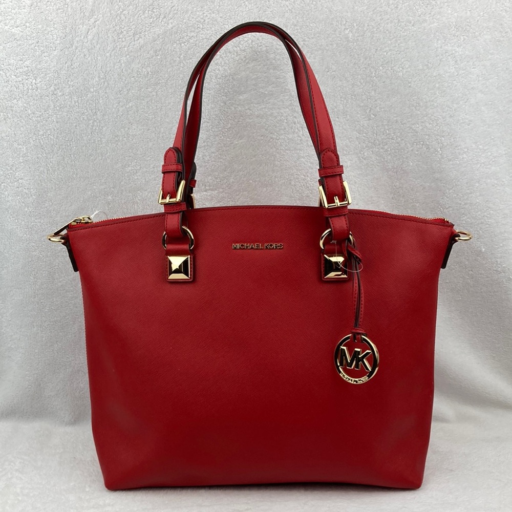 Michael Kors Karla Red Leather Multifunctional Tote Bag New
